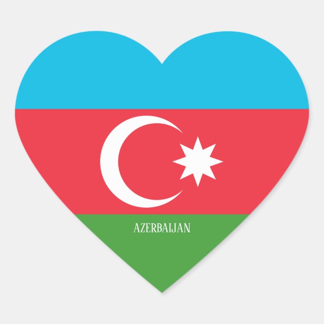 Azerbaijan Flag Splendid Patriotic Heart Sticker (Front)