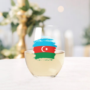 Azerbaijan flag stemless wine glass