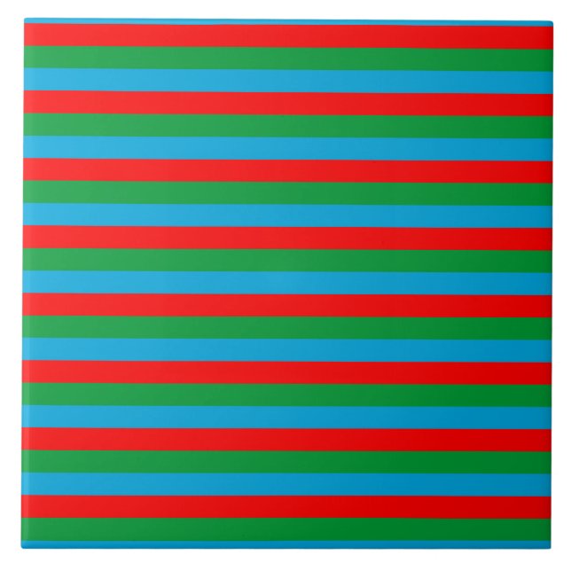 Azerbaijan flag stripes country symbol pattern red ceramic tile (Front)