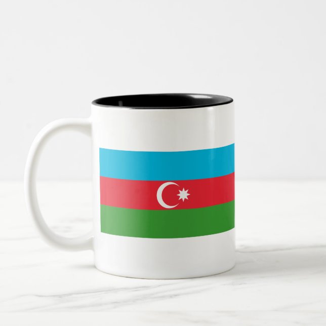 Azerbaijan Flag Two-Tone Coffee Mug (Left)