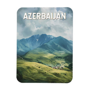 Azerbaijan Illustration Travel Art Vintage Magnet