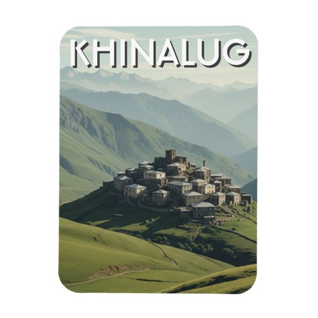 Azerbaijan Khinalug Mountain Village Magnet (Vertical)