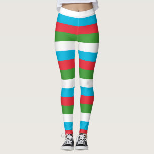 Azerbaijan National Flag Colours Horizontal Stripe Leggings
