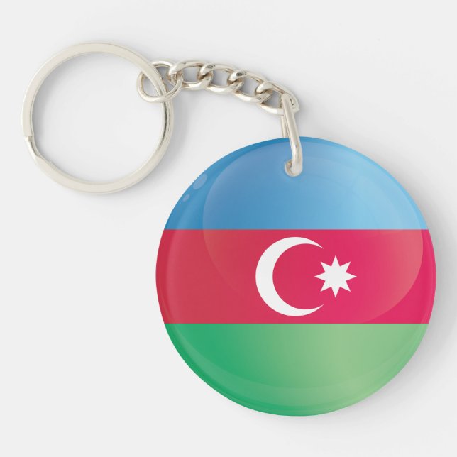 Azerbaijan  Round Icon Flag Key Ring (Front)