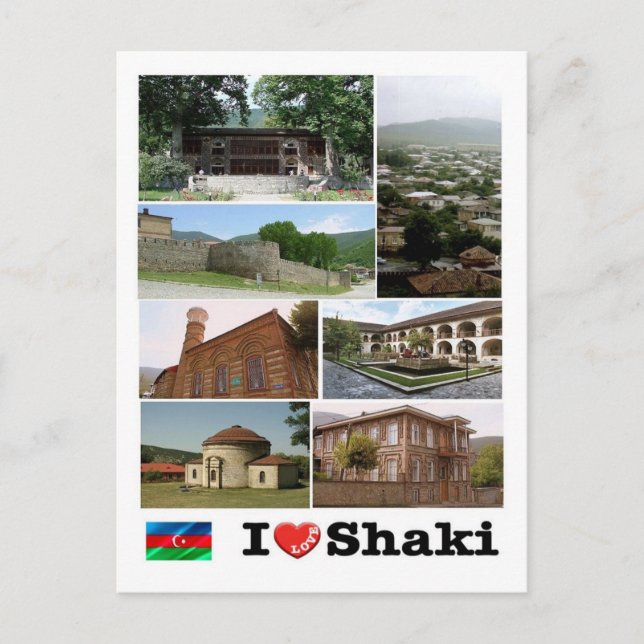 Azerbaijan - Shaki - I Love - Postcard (Front)