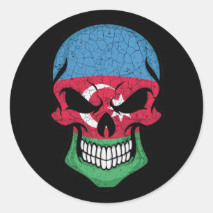 Azerbaijan Smiling Skull Flag Classic Round Sticker