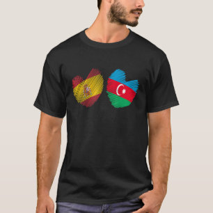 Azerbaijan Spain Heart Spanish Flag Azerbaijani Fl T-Shirt