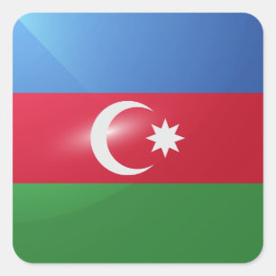 Azerbaijan square glossy flag sticker
