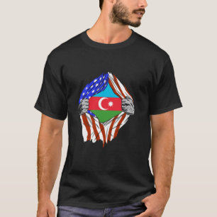 Azerbaijan USA America Chest American Flag Azerbai T-Shirt