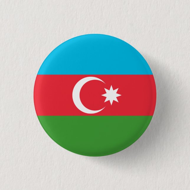 Azerbaijani Flag, Flag of Azerbaijan 3 Cm Round Badge (Front)