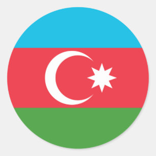Azerbaijani Flag, Flag of Azerbaijan Classic Round Sticker