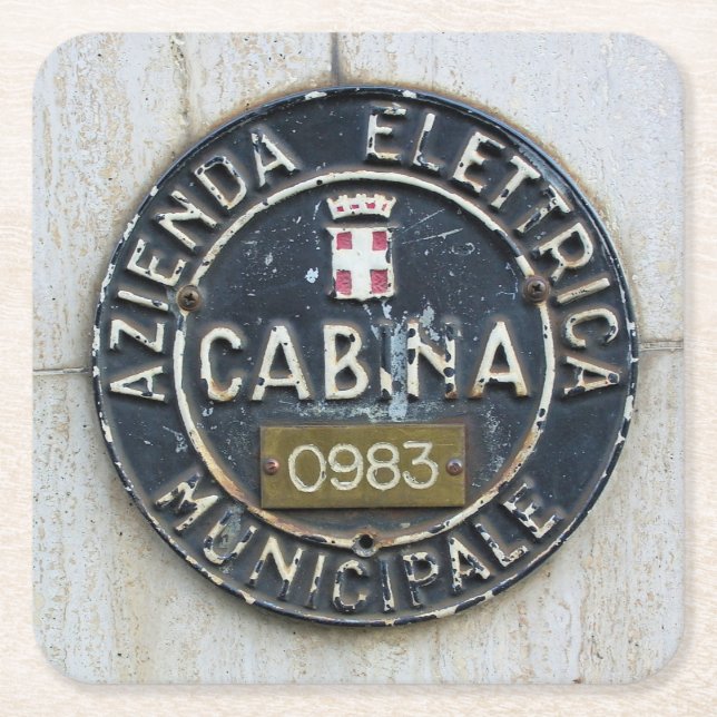 Azienda Electrica Municipale Cabina -Milano, Italy Square Paper Coaster (Front)