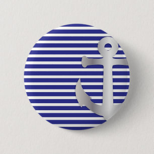 Aziza Stripes & Marine Blue Seaman 6 Cm Round Badge