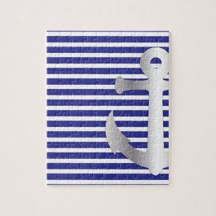Aziza Stripes & Marine Blue Seaman Jigsaw Puzzle