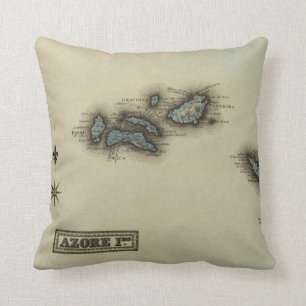 Azore Islands Atlas Map Cushion