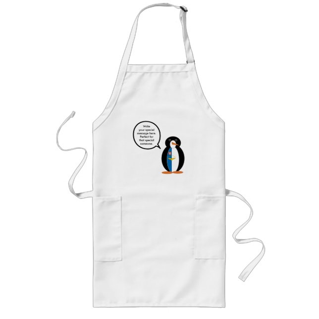 Azorean Flag Talking Ms. Penguin Long Apron (Front)