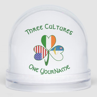Azorean Irish American Flags Shamrock Personalised Snowglobe