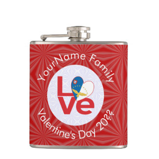 Azorean LOVE Hearth Flag Valentine Personalised  Hip Flask