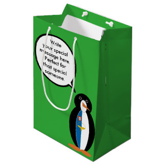 Azorean Talking Ms Penguin Personalised Medium Gift Bag