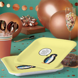 Azorean Talking Ms Penguin Personalised Paper Plate