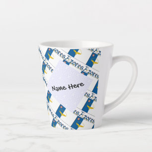 Azores and Azorean Flag Tiled Personalised  Latte Mug