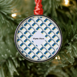 Azores and Azorean Flag Tiled with Your Name Metal Ornament