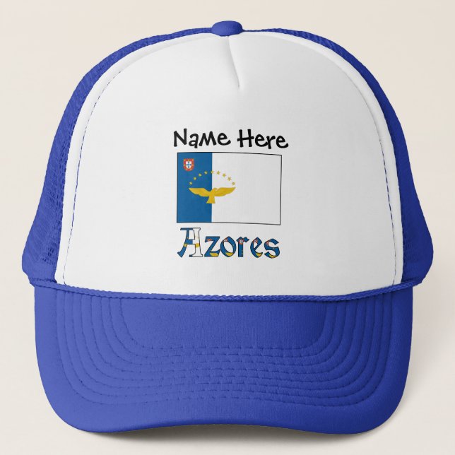 Azores and Azorean Flag with Your Name Trucker Hat (Front)