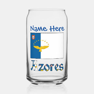 Azores Azorean Flag Blue Personalisation  Can Glass