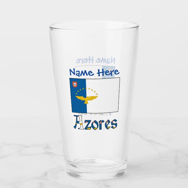 Azores Azorean Flag Blue Personalisation  Glass (Front)