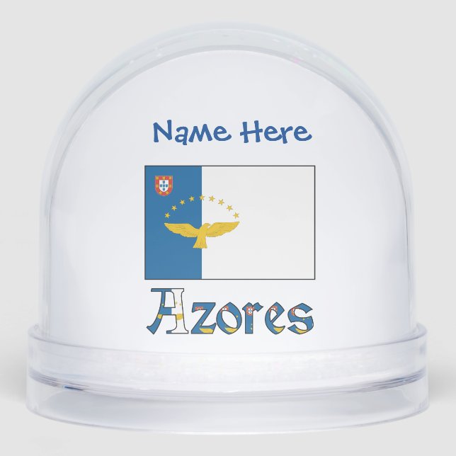 Azores Azorean Flag Blue Personalisation  Snowglobe (Front)