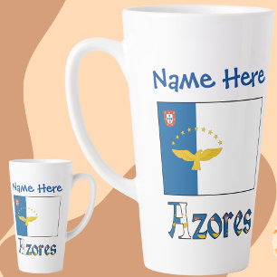 Azores Azorean Flag Blue Personalised Name Large Latte Mug