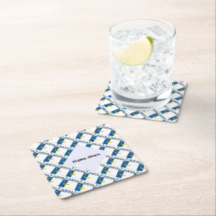 Azores Azorean Flag Personalised Name Square Paper Coaster