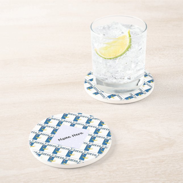 Azores Azorean Flag Tiled Personalised  Coaster (Side)