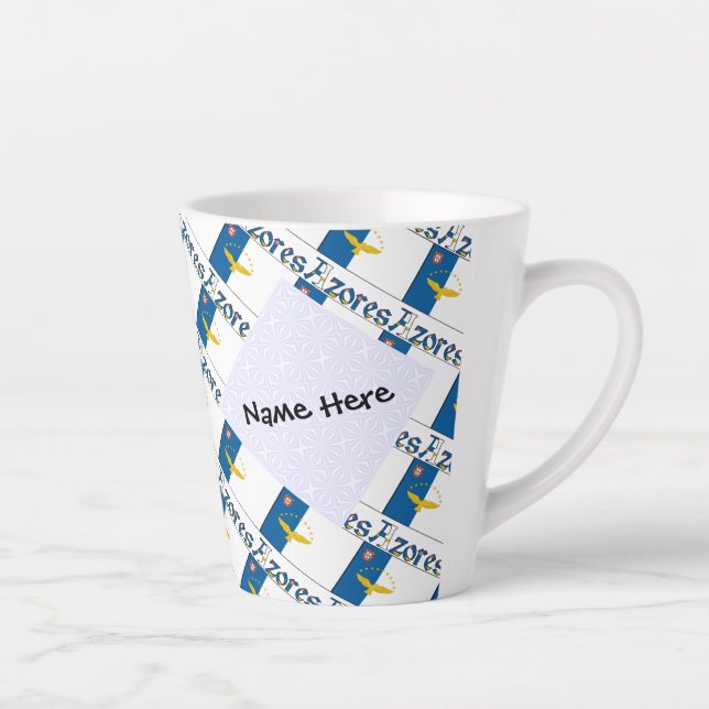 Azores Azorean Flag Tiled Personalised  Latte Mug (Right)