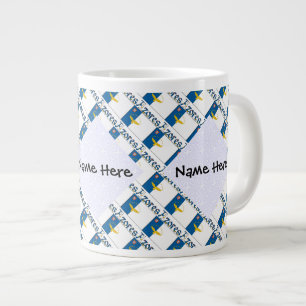Azores Azorean Flag Tiled Personalised Name Large Coffee Mug