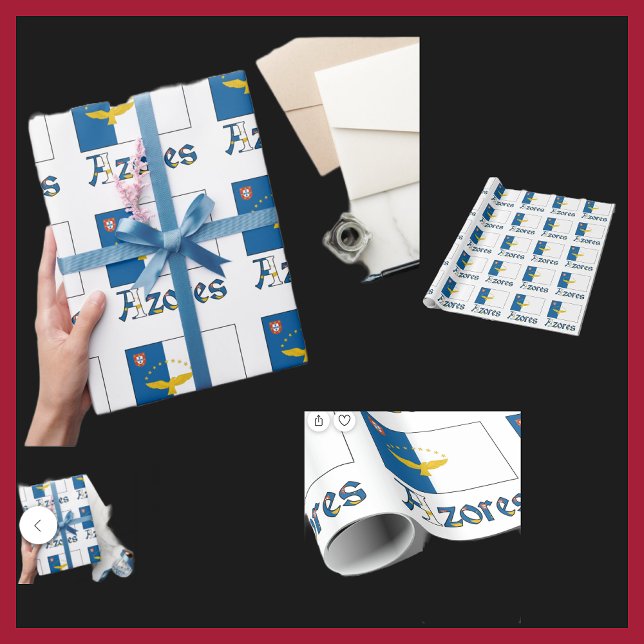 Azores Azorean Flag Tiled Personalized  Wrapping Paper (Creator Uploaded)