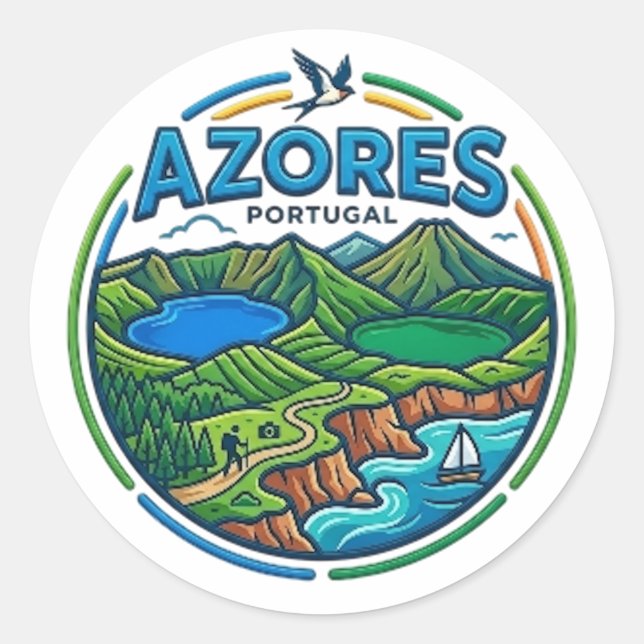 AZORES CLASSIC ROUND STICKER (Front)