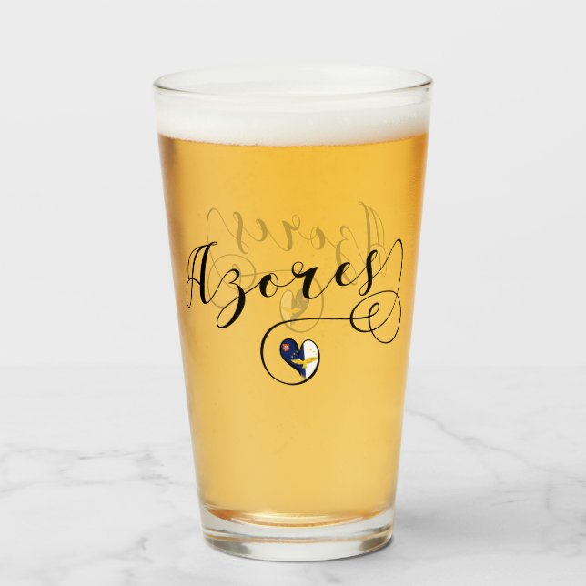 Azores Flag Heart, Portugal, Azorean Glass (Front Filled)