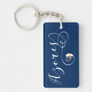 Azores Flag Heart, Portugal, Azorean Key Ring