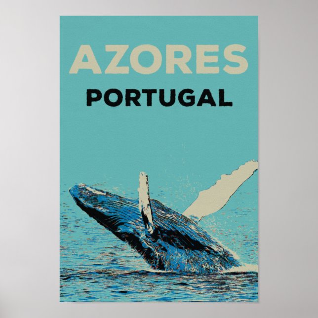 Azores humpback whale illustration Portugal Poster (Front)