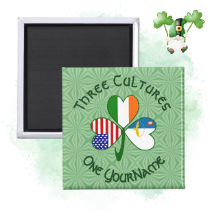 Azores Ireland USA Flags Shamrock Personalised  Magnet