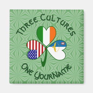 Azores Ireland USA Flags Shamrock Your Name Magnet