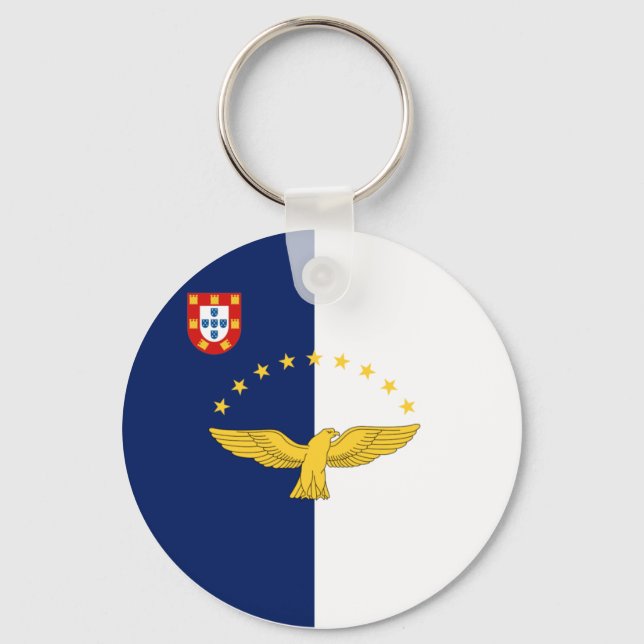 Azores islands flag Button Keychain (Front)