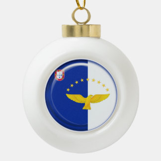 Azores islands flag ceramic ball christmas ornament