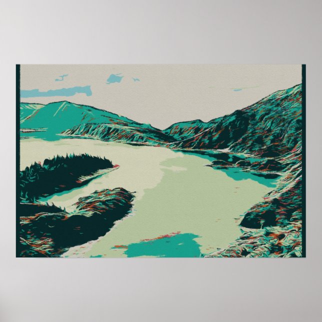 Azores Lagoon of 7 cities illustration Portugal Poster (Front)
