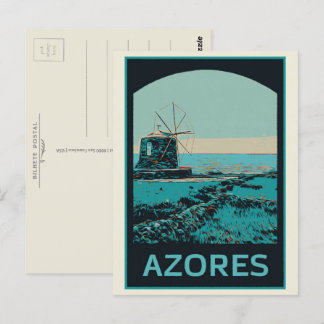Azores landscape illustration Portugal Postcard