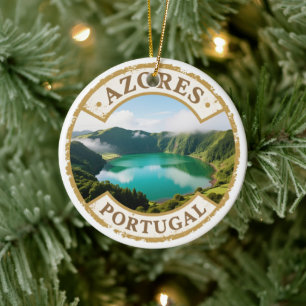 Azores Portugal Travel Badge Ornament – Two-Sided 