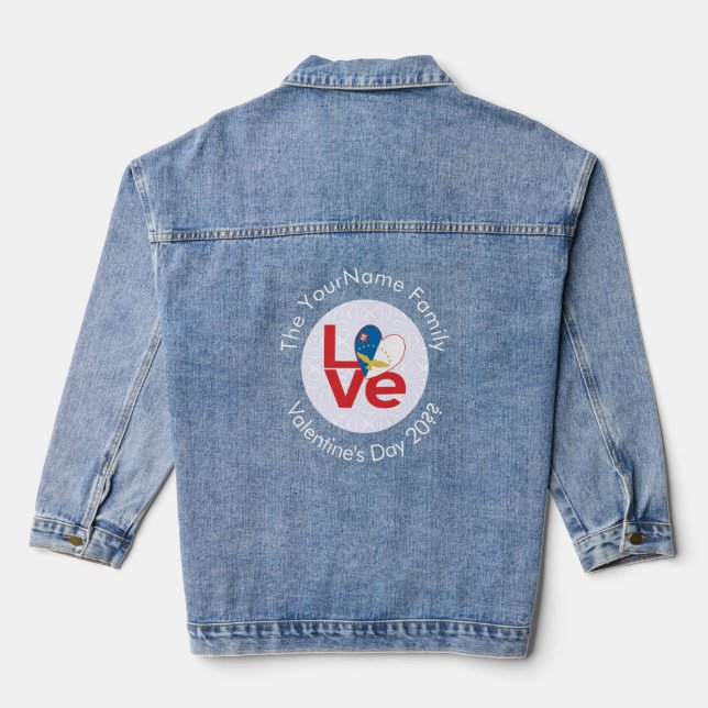 Azores Red LOVE Flag Personalised  Denim Jacket (Back)