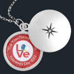 Azores Red LOVE Flag Personalised  Locket Necklace<br><div class="desc">The word LOVE, in red letters with an Azorean heart shaped flag for the O. Wonderful way to share your pride and love in the culture, heritage and ancestry of the Azores. Makes a lovely Valentine's Day gift for her. Design shows within a white, fractal circle of squiggly squares in...</div>
