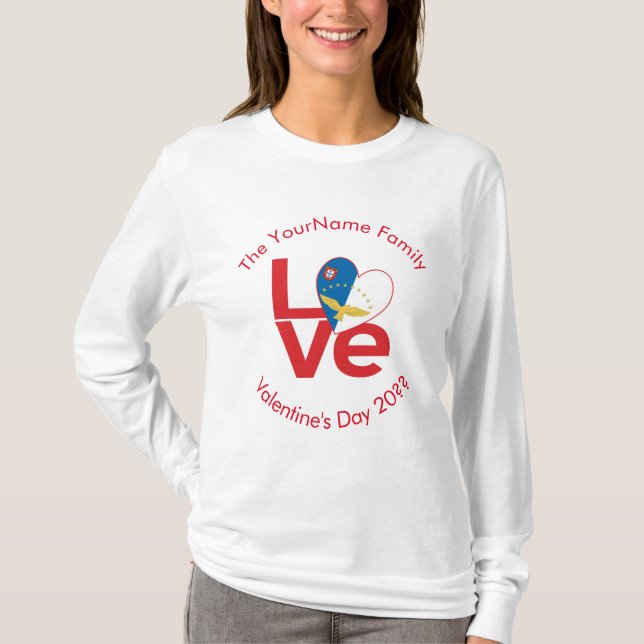 Azores Red LOVE Flag Personalised  T-Shirt (Front)